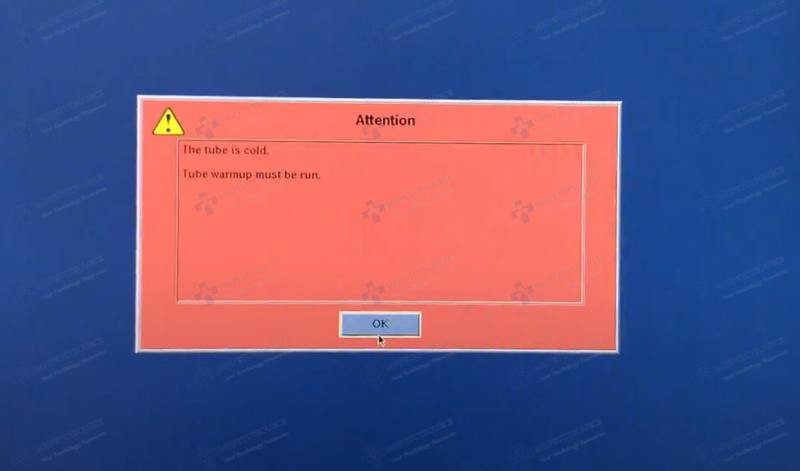 The tube is cold. Tube warmup must be run. ge ct error messages